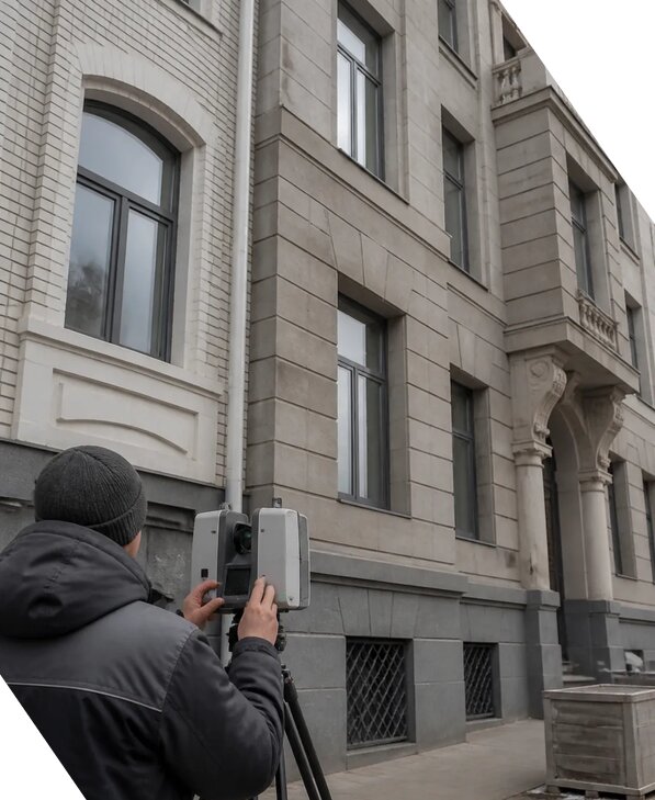 Лазерное сканирование фасадов зданий для обследования в Мирном